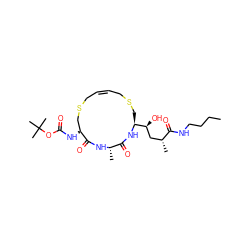 CCCCNC(=O)[C@H](C)C[C@H](O)[C@@H]1CSC/C=C/CSC[C@H](NC(=O)OC(C)(C)C)C(=O)N[C@@H](C)C(=O)N1 ZINC000014960510