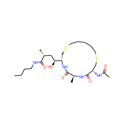 CCCCNC(=O)[C@H](C)C[C@H](O)[C@@H]1CSCCCCCSC[C@H](NC(C)=O)C(=O)N[C@@H](C)C(=O)N1 ZINC000014960518