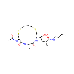 CCCCNC(=O)[C@H](C)C[C@H](O)[C@@H]1CSCCCCSC[C@H](NC(C)=O)C(=O)N[C@@H](C)C(=O)N1 ZINC000014960514