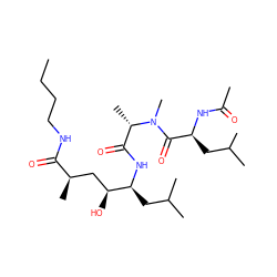 CCCCNC(=O)[C@H](C)C[C@H](O)[C@H](CC(C)C)NC(=O)[C@H](C)N(C)C(=O)[C@H](CC(C)C)NC(C)=O ZINC000014960544