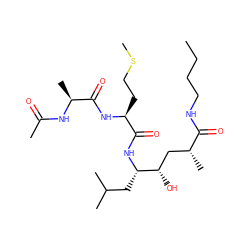 CCCCNC(=O)[C@H](C)C[C@H](O)[C@H](CC(C)C)NC(=O)[C@H](CCSC)NC(=O)[C@H](C)NC(C)=O ZINC000049055081