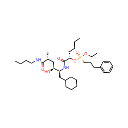 CCCCNC(=O)[C@H](C)C[C@H](O)[C@H](CC1CCCCC1)NC(=O)[C@H](CCCC)O[P@@](=O)(CCCc1ccccc1)OCC ZINC000003945601