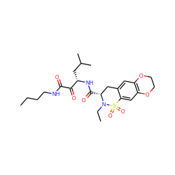 CCCCNC(=O)C(=O)[C@H](CC(C)C)NC(=O)[C@@H]1Cc2cc3c(cc2S(=O)(=O)N1CC)OCCO3 ZINC000072134956