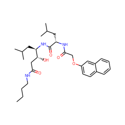 CCCCNC(=O)C[C@@H](O)[C@@H](CC(C)C)NC(=O)[C@H](CC(C)C)NC(=O)COc1ccc2ccccc2c1 ZINC000026398054