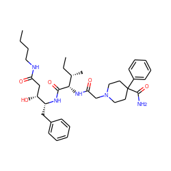 CCCCNC(=O)C[C@@H](O)[C@@H](Cc1ccccc1)NC(=O)[C@@H](NC(=O)CN1CCC(C(N)=O)(c2ccccc2)CC1)[C@@H](C)CC ZINC000026385512