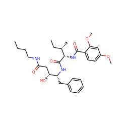 CCCCNC(=O)C[C@@H](O)[C@@H](Cc1ccccc1)NC(=O)[C@@H](NC(=O)c1ccc(OC)cc1OC)[C@@H](C)CC ZINC000026390301