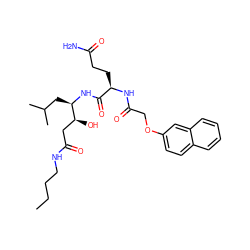 CCCCNC(=O)C[C@H](O)[C@@H](CC(C)C)NC(=O)[C@@H](CCC(N)=O)NC(=O)COc1ccc2ccccc2c1 ZINC000026673157