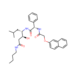 CCCCNC(=O)C[C@H](O)[C@H](CC(C)C)NC(=O)[C@@H](NC(=O)COc1ccc2ccccc2c1)c1ccccc1 ZINC000026395568