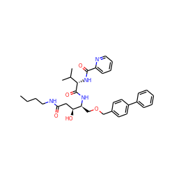 CCCCNC(=O)C[C@H](O)[C@H](COCc1ccc(-c2ccccc2)cc1)NC(=O)[C@@H](NC(=O)c1ccccn1)C(C)C ZINC000028466622