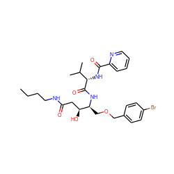 CCCCNC(=O)C[C@H](O)[C@H](COCc1ccc(Br)cc1)NC(=O)[C@@H](NC(=O)c1ccccn1)C(C)C ZINC000014945929