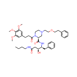 CCCCNC(=O)C[C@H](O)[C@H](Cc1ccccc1)NC(=O)[C@@H]1CN(CCOCCc2ccccc2)CCN1C(=O)CCc1cc(OC)c(OC)c(OC)c1 ZINC000026960230