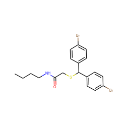 CCCCNC(=O)CSC(c1ccc(Br)cc1)c1ccc(Br)cc1 ZINC000103246775