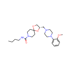 CCCCNC(=O)N1CCC2(CC1)OC[C@H](CN1CCN(c3ccccc3OC)CC1)O2 ZINC000299838236