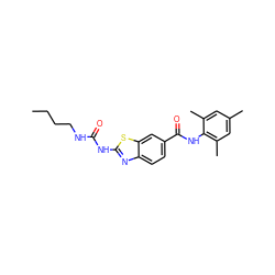 CCCCNC(=O)Nc1nc2ccc(C(=O)Nc3c(C)cc(C)cc3C)cc2s1 ZINC000013534023