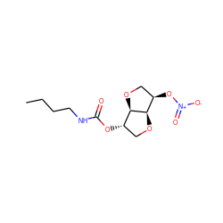 CCCCNC(=O)O[C@H]1CO[C@@H]2[C@H](O[N+](=O)[O-])CO[C@H]12 ZINC000040972304