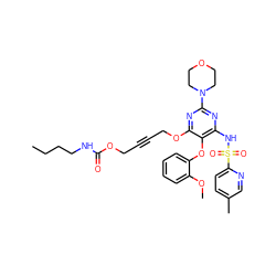 CCCCNC(=O)OCC#CCOc1nc(N2CCOCC2)nc(NS(=O)(=O)c2ccc(C)cn2)c1Oc1ccccc1OC ZINC000028023107