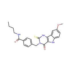 CCCCNC(=O)c1ccc(Cn2c(=S)[nH]c3c([nH]c4ccc(OC)cc43)c2=O)cc1 ZINC000100519241