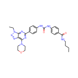 CCCCNC(=O)c1ccc(NC(=O)Nc2ccc(-c3nc(N4CCOCC4)c4nnn(CC)c4n3)cc2)cc1 ZINC000049746859