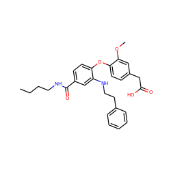 CCCCNC(=O)c1ccc(Oc2ccc(CC(=O)O)cc2OC)c(NCCc2ccccc2)c1 ZINC000073220844