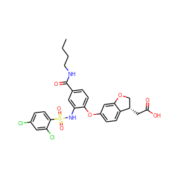 CCCCNC(=O)c1ccc(Oc2ccc3c(c2)OC[C@@H]3CC(=O)O)c(NS(=O)(=O)c2ccc(Cl)cc2Cl)c1 ZINC000073390232