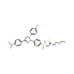 CCCCNC(=S)NS(=O)(=O)c1ccc(N2N=C(c3ccc(N(C)C)cc3)C[C@@H]2c2ccc(Cl)cc2)cc1 ZINC000169339736