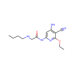 CCCCNCC(=O)Nc1cc(N)c(C#N)c(OCC)n1 ZINC000014960107