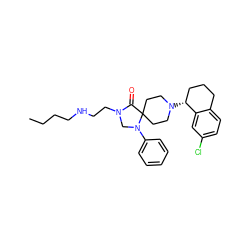 CCCCNCCN1CN(c2ccccc2)C2(CCN([C@@H]3CCCc4ccc(Cl)cc43)CC2)C1=O ZINC000040900872