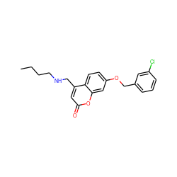 CCCCNCc1cc(=O)oc2cc(OCc3cccc(Cl)c3)ccc12 ZINC000103244703