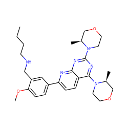 CCCCNCc1cc(-c2ccc3c(N4CCOC[C@@H]4C)nc(N4CCOC[C@@H]4C)nc3n2)ccc1OC ZINC000139437206