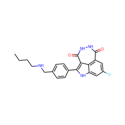 CCCCNCc1ccc(-c2[nH]c3cc(F)cc4c(=O)[nH][nH]c(=O)c2c34)cc1 ZINC000473082517