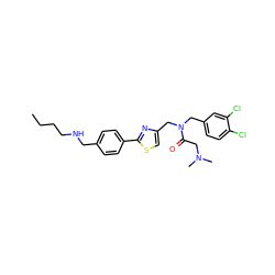 CCCCNCc1ccc(-c2nc(CN(Cc3ccc(Cl)c(Cl)c3)C(=O)CN(C)C)cs2)cc1 ZINC000045302264