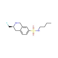 CCCCNS(=O)(=O)c1ccc2c(c1)CN[C@H](CF)C2 ZINC000013581867