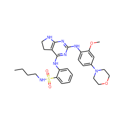 CCCCNS(=O)(=O)c1ccccc1Nc1nc(Nc2ccc(N3CCOCC3)cc2OC)nc2c1CCN2 ZINC000221717425