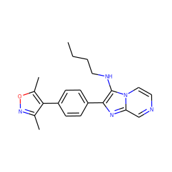 CCCCNc1c(-c2ccc(-c3c(C)noc3C)cc2)nc2cnccn12 ZINC000299840809