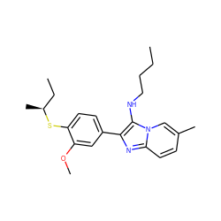 CCCCNc1c(-c2ccc(S[C@@H](C)CC)c(OC)c2)nc2ccc(C)cn12 ZINC000036382315