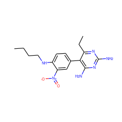 CCCCNc1ccc(-c2c(N)nc(N)nc2CC)cc1[N+](=O)[O-] ZINC000005479323