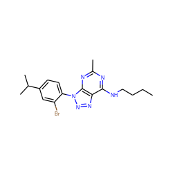 CCCCNc1nc(C)nc2c1nnn2-c1ccc(C(C)C)cc1Br ZINC000013794747