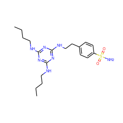 CCCCNc1nc(NCCCC)nc(NCCc2ccc(S(N)(=O)=O)cc2)n1 ZINC000028465550