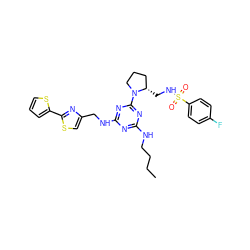 CCCCNc1nc(NCc2csc(-c3cccs3)n2)nc(N2CCC[C@@H]2CNS(=O)(=O)c2ccc(F)cc2)n1 ZINC000095555032