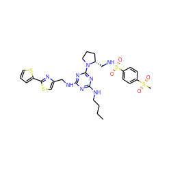 CCCCNc1nc(NCc2csc(-c3cccs3)n2)nc(N2CCC[C@@H]2CNS(=O)(=O)c2ccc(S(C)(=O)=O)cc2)n1 ZINC000095553114