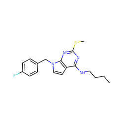 CCCCNc1nc(SC)nc2c1ccn2Cc1ccc(F)cc1 ZINC001772576547