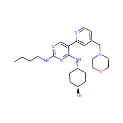 CCCCNc1ncc(-c2cc(CN3CCOCC3)ccn2)c(N[C@H]2CC[C@H](O)CC2)n1 ZINC000261156434