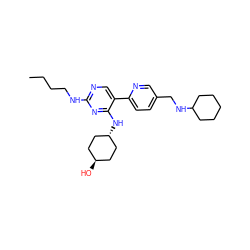 CCCCNc1ncc(-c2ccc(CNC3CCCCC3)cn2)c(N[C@H]2CC[C@H](O)CC2)n1 ZINC000261181447