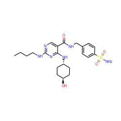 CCCCNc1ncc(C(=O)NCc2ccc(S(N)(=O)=O)cc2)c(N[C@H]2CC[C@H](O)CC2)n1 ZINC000261086449