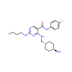 CCCCNc1ncc(C(=O)Nc2ccc(F)cc2)c(NC[C@H]2CC[C@H](N)CC2)n1 ZINC000261183695