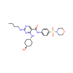 CCCCNc1ncc(C(=O)Nc2ccc(S(=O)(=O)N3CCOCC3)cc2)c(N[C@H]2CC[C@H](O)CC2)n1 ZINC000261090447