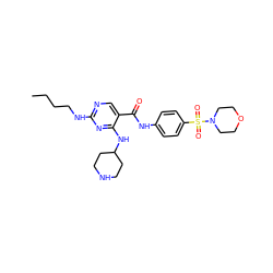 CCCCNc1ncc(C(=O)Nc2ccc(S(=O)(=O)N3CCOCC3)cc2)c(NC2CCNCC2)n1 ZINC000103257260