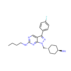 CCCCNc1ncc2c(-c3ccc(F)cc3)nn(C[C@H]3CC[C@H](N)CC3)c2n1 ZINC000254077925