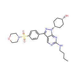 CCCCNc1ncc2c(-c3ccc(S(=O)(=O)N4CCOCC4)cc3)nn([C@H]3CC[C@@H](O)CC3)c2n1 ZINC000144675579