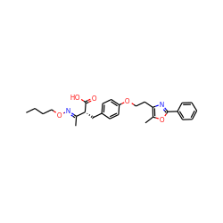 CCCCO/N=C(\C)[C@@H](Cc1ccc(OCCc2nc(-c3ccccc3)oc2C)cc1)C(=O)O ZINC000028702565